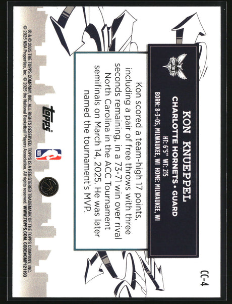 Kon Knueppel 2025-26 Topps Clutch City Prospects #CC-4