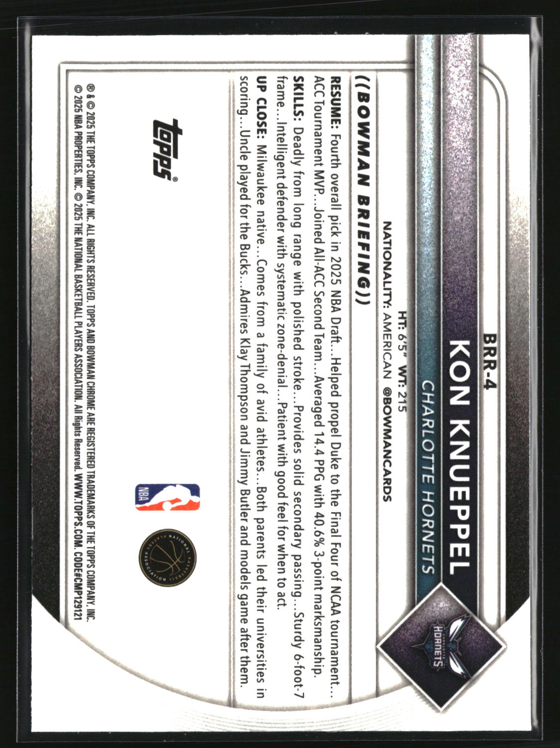 Kon Knueppel 2025-26 Bowman Red Rookie Variations #BRR-4