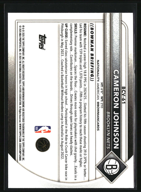 Cameron Johnson 2025-26 Bowman Chrome Reptilian Refractor #BCV-61