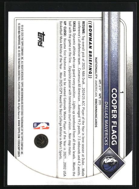 Cooper Flagg 2025-26 Bowman #1
