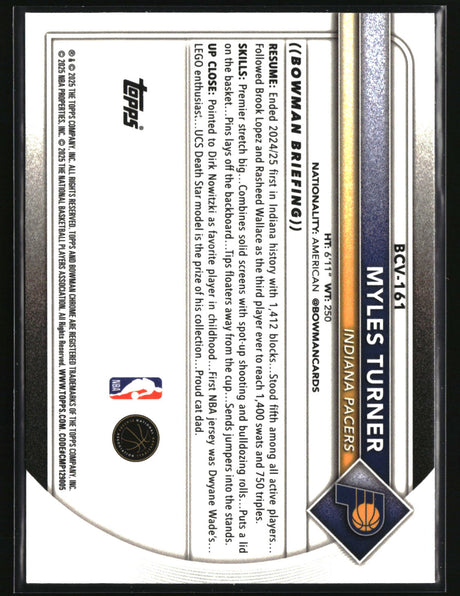 Myles Turner 2025-26 Bowman Chrome Speckle Refractor #BCV-161 #/299