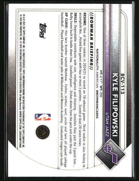 Kyle Filipowski 2025-26 Bowman Chrome Reptilian Refractor #BCV-113
