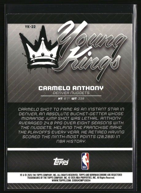 Carmelo Anthony 2025-26 Bowman Young Kings #YK-22