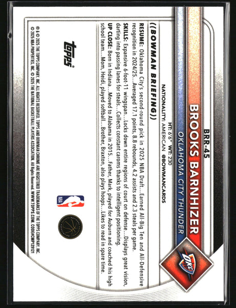 Brooks Barnhizer 2025-26 Bowman Chrome Rookie Red RC Logo #BRR-45