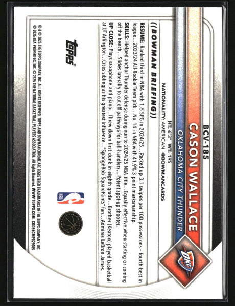 Cason Wallace 2025-26 Bowman Chrome Mini-Diamond Refractor #BCV-185