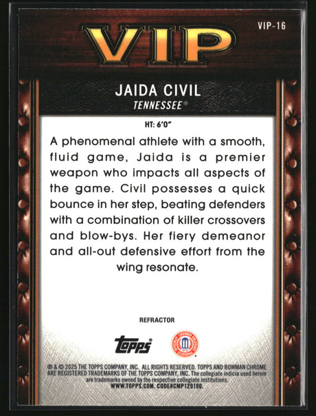 Jaida Civil 2025-26 Bowman Very Important Prospects Refractor #VIP-16