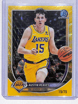 Austin Reaves 2025-26 Bowman Chrome Yellow Wave Refractor #BCV-193 #/75