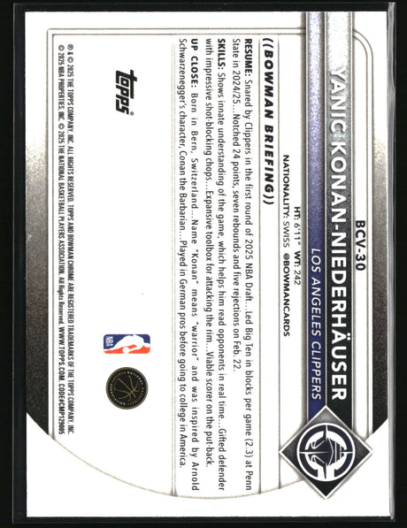 Yanic Konan Niederhäuser 2025-26 Bowman Chrome Reptilian Refractor #BCV-30