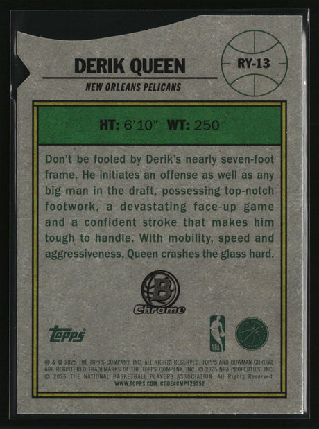 Derik Queen 2025-26 Bowman Rookie Of The Year Favorites #RY-13