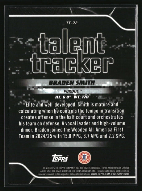 Braden Smith 2025-26 Bowman Talent Tracker #TT-22