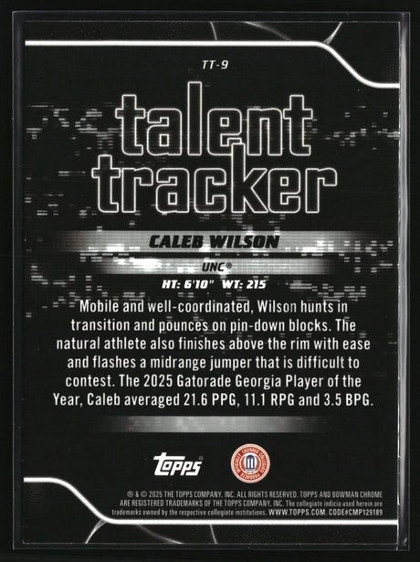 Caleb Wilson 2025-26 Bowman Talent Tracker #TT-9