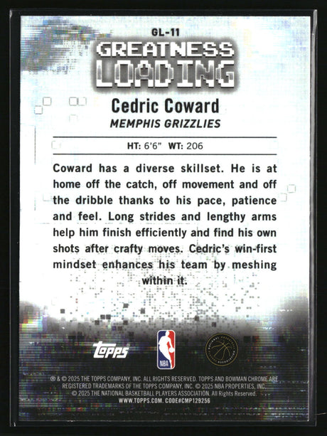 Cedric Coward 2025-26 Bowman Greatness Loading #GL-11