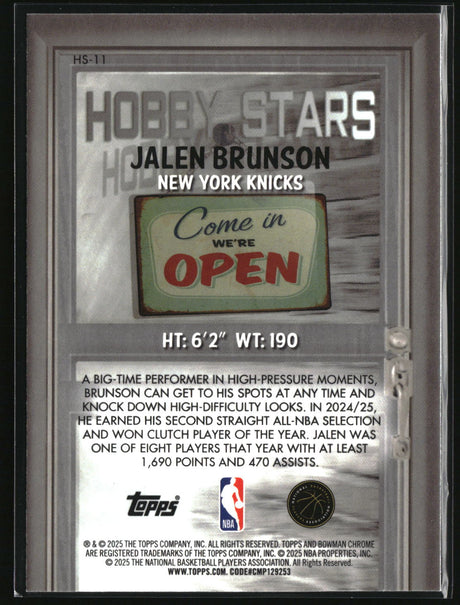Jalen Brunson 2025-26 Bowman Hobby Stars #HS-11