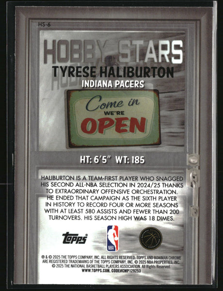 Tyrese Haliburton 2025-26 Bowman Hobby Stars #HS-6