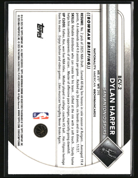 Dylan Harper 2025-26 Bowman Chrome #BCV-2