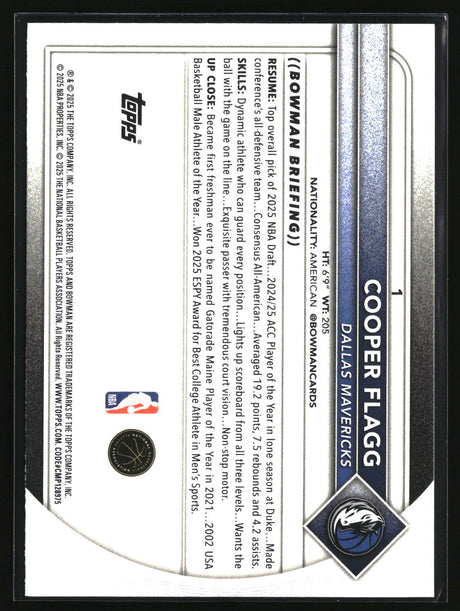 Cooper Flagg 2025-26 Bowman #1