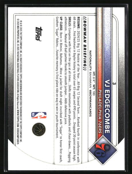 VJ Edgecombe 2025-26 Bowman #3