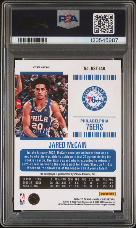 Jared McCain 2024-25 Mosaic Rookie Season Ticket Bronze #RST-JAR #/75 PSA 9
