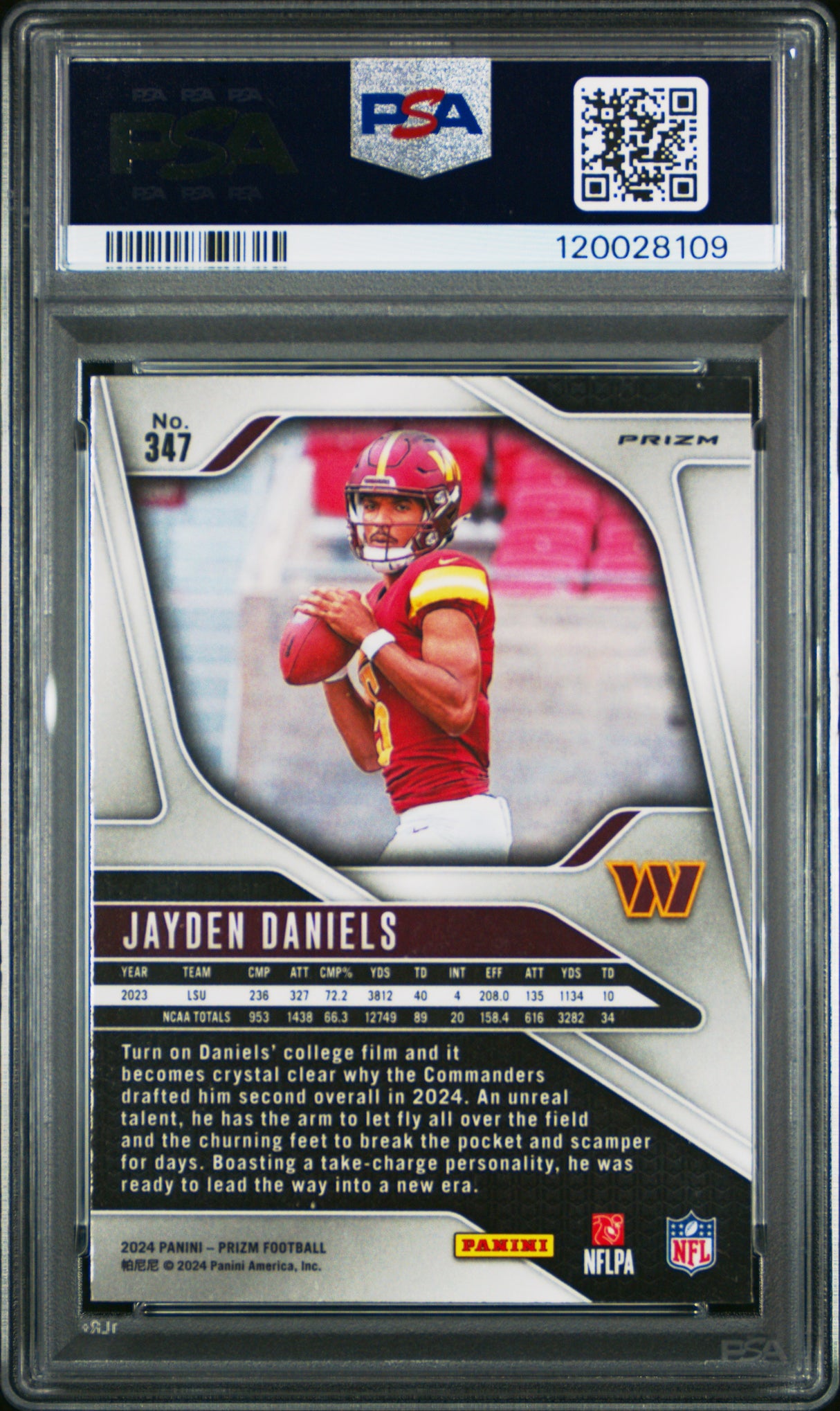 Jayden Daniels 2024 Panini Prizm Silver #347 PSA 9