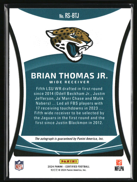 Brian Thomas Jr. 2024 Panini Certified Rookie Signatures Gold Etch #RS-BTJ #/10