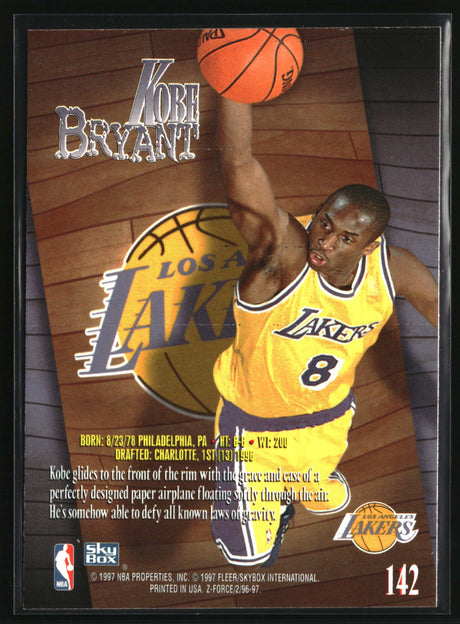 Kobe Bryant 1996-97 SkyBox Z-Force #142