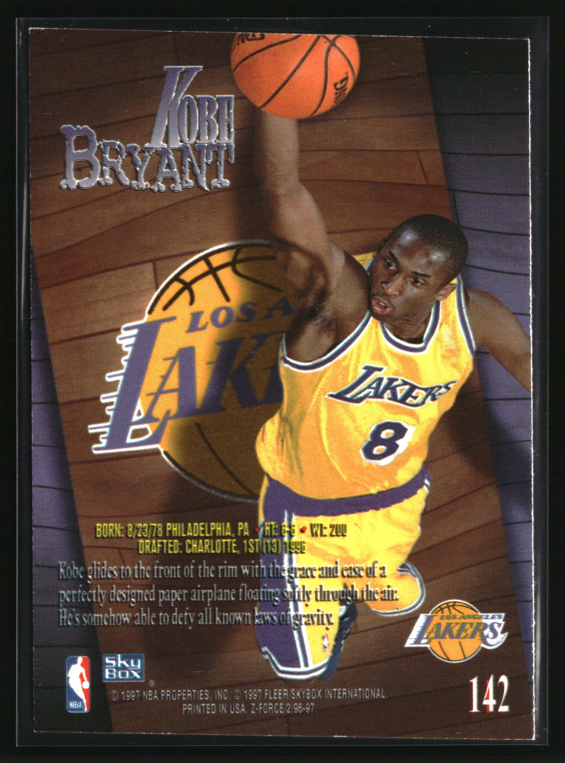 Kobe Bryant 1996-97 SkyBox Z-Force #142