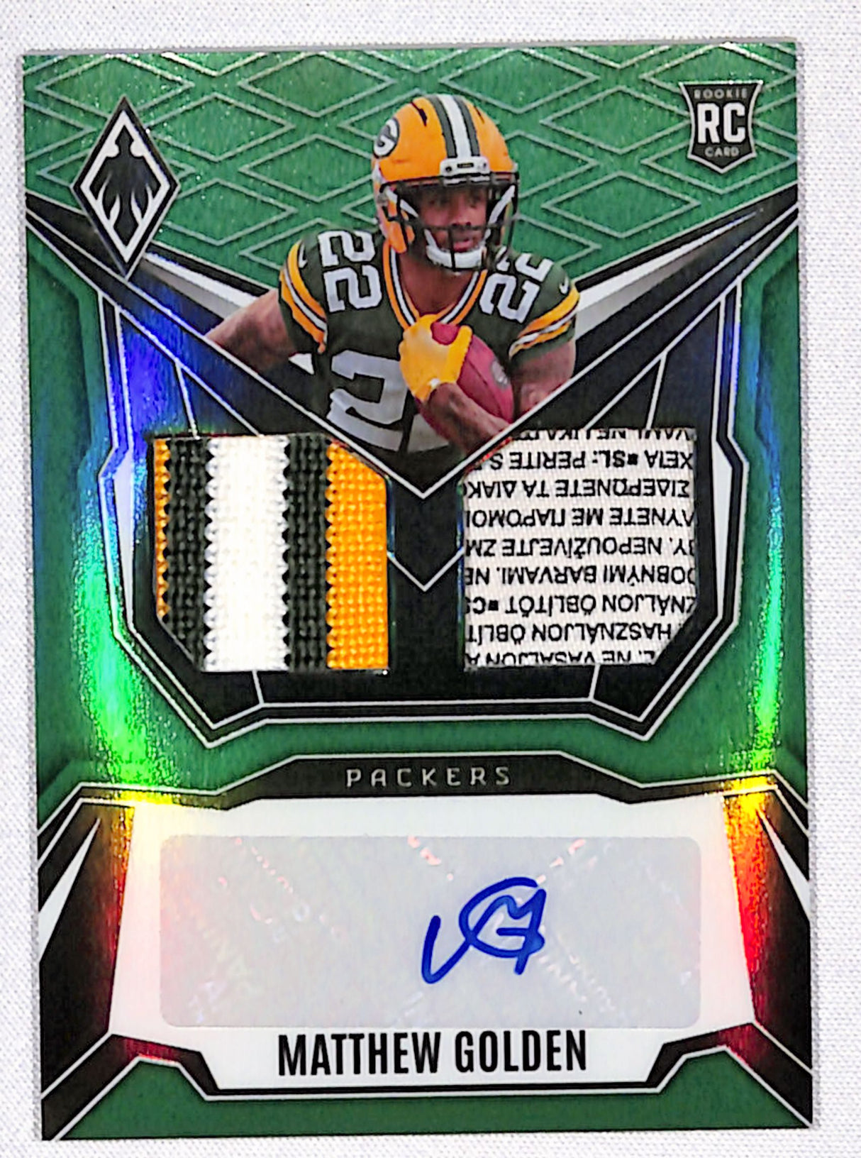 Matthew Golden 2025 Phoenix RPS Dual Rookie Patch Autographs Green #DRP-MGN #/25