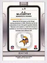 J.J. McCarthy 2025 Donruss Optic Play Action Black Pandora #9 #/149