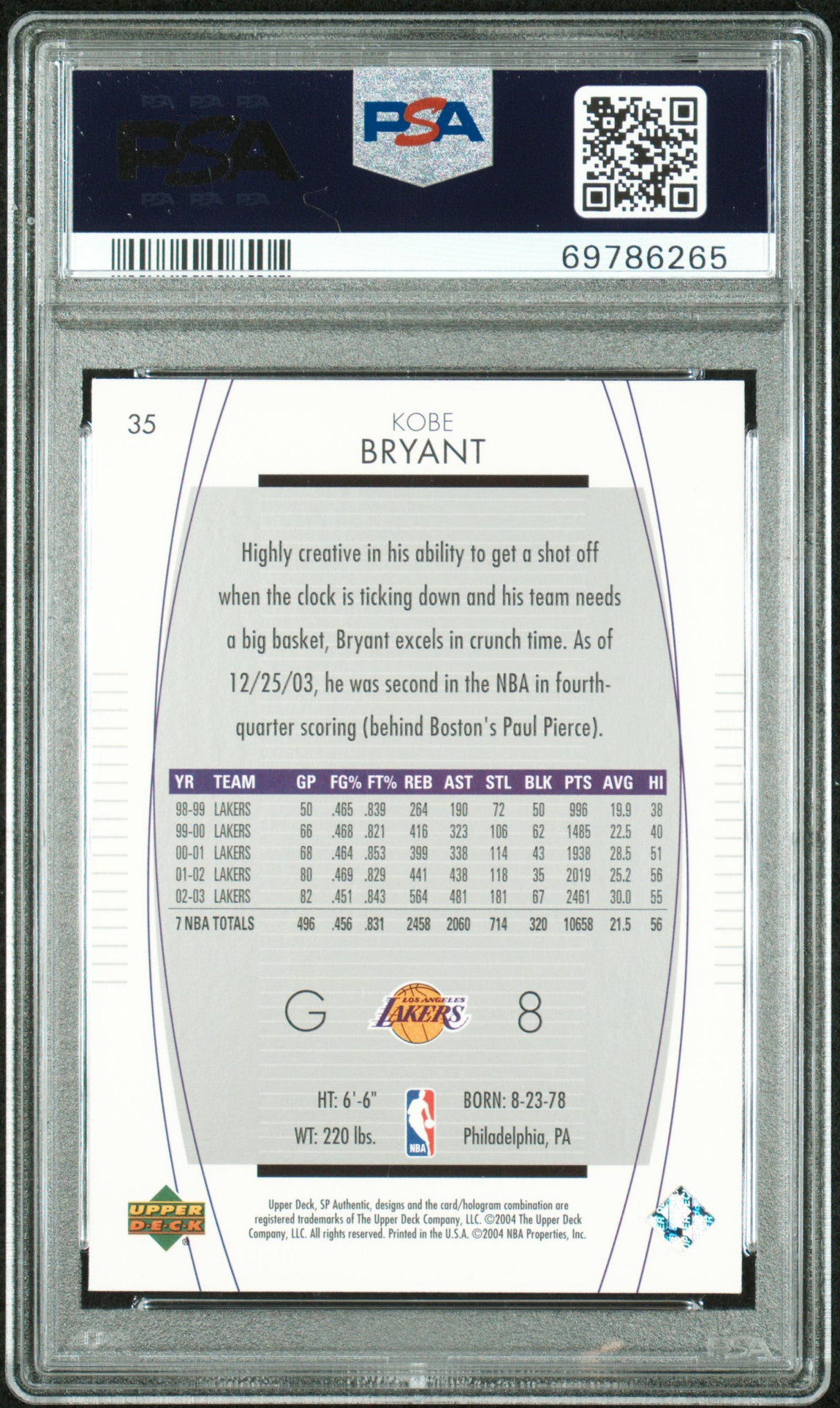 Kobe Bryant 2003-04 SP Authentic #35 PSA 9