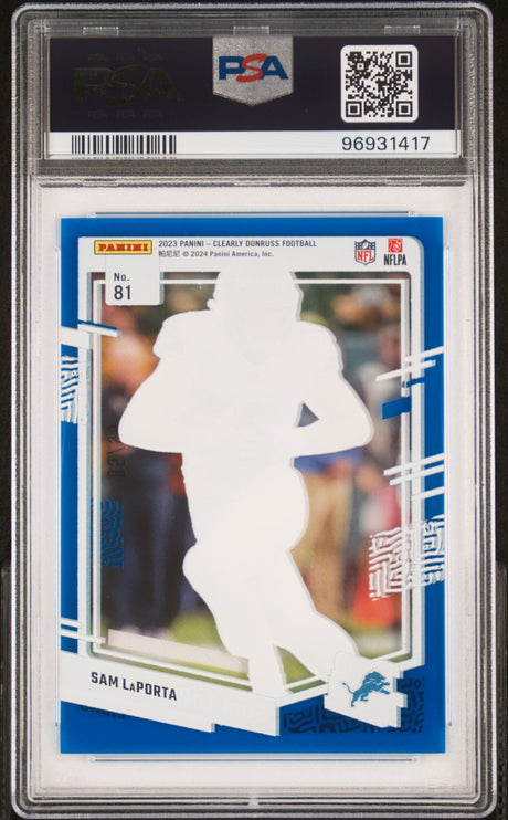 Sam LaPorta 2023 Clearly Donruss Blue #81 #/99 PSA 10