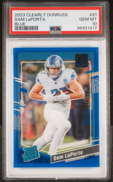 Sam LaPorta 2023 Clearly Donruss Blue #81 #/99 PSA 10