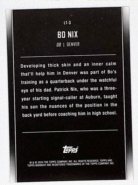 Bo Nix 2024 Topps Midnight Lunar Tide Moon Beam #LT-3