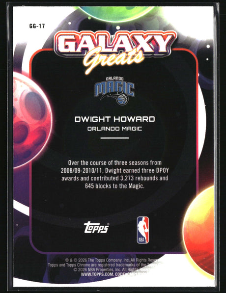 Dwight Howard 2025-26 Cosmic Galaxy Greats Green Space Dust Ref #GG-17 #/75