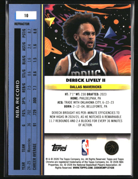Dereck Lively II 2025-26 Topps Chrome Cosmic Refractors #10