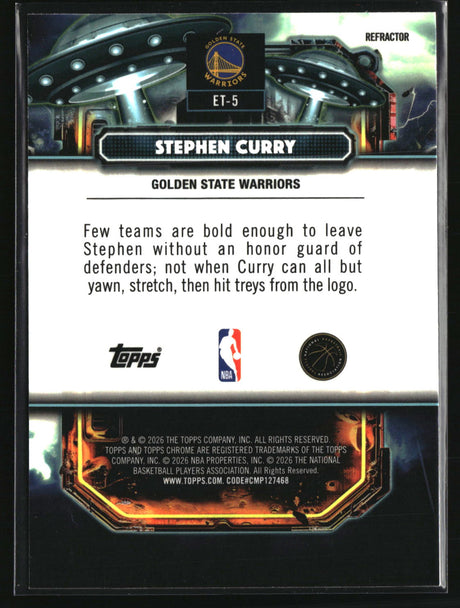 Stephen Curry 2025-26 Topps Chrome Cosmic Extraterrestrial Talent Ref #ET-5