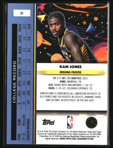 Kam Jones 2025-26 Topps Chrome Cosmic #31