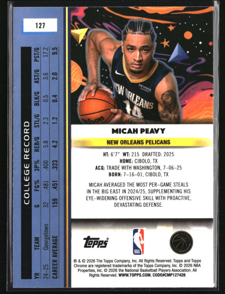Micah Peavy 2025-26 Topps Chrome Cosmic #127