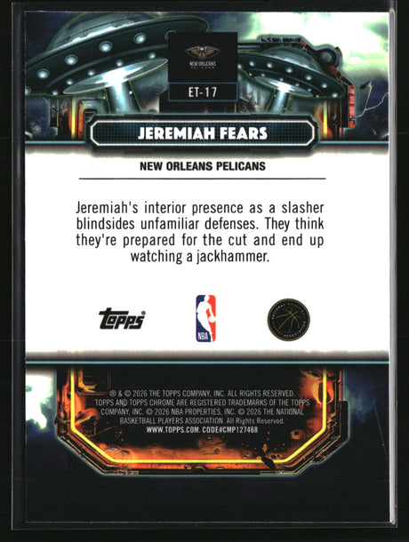 Jeremiah Fears 2025-26 Topps Chrome Cosmic Extraterrestrial Talent #ET-17