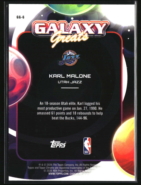 Karl Malone 2025-26 Topps Chrome Cosmic Galaxy Greats #GG-6