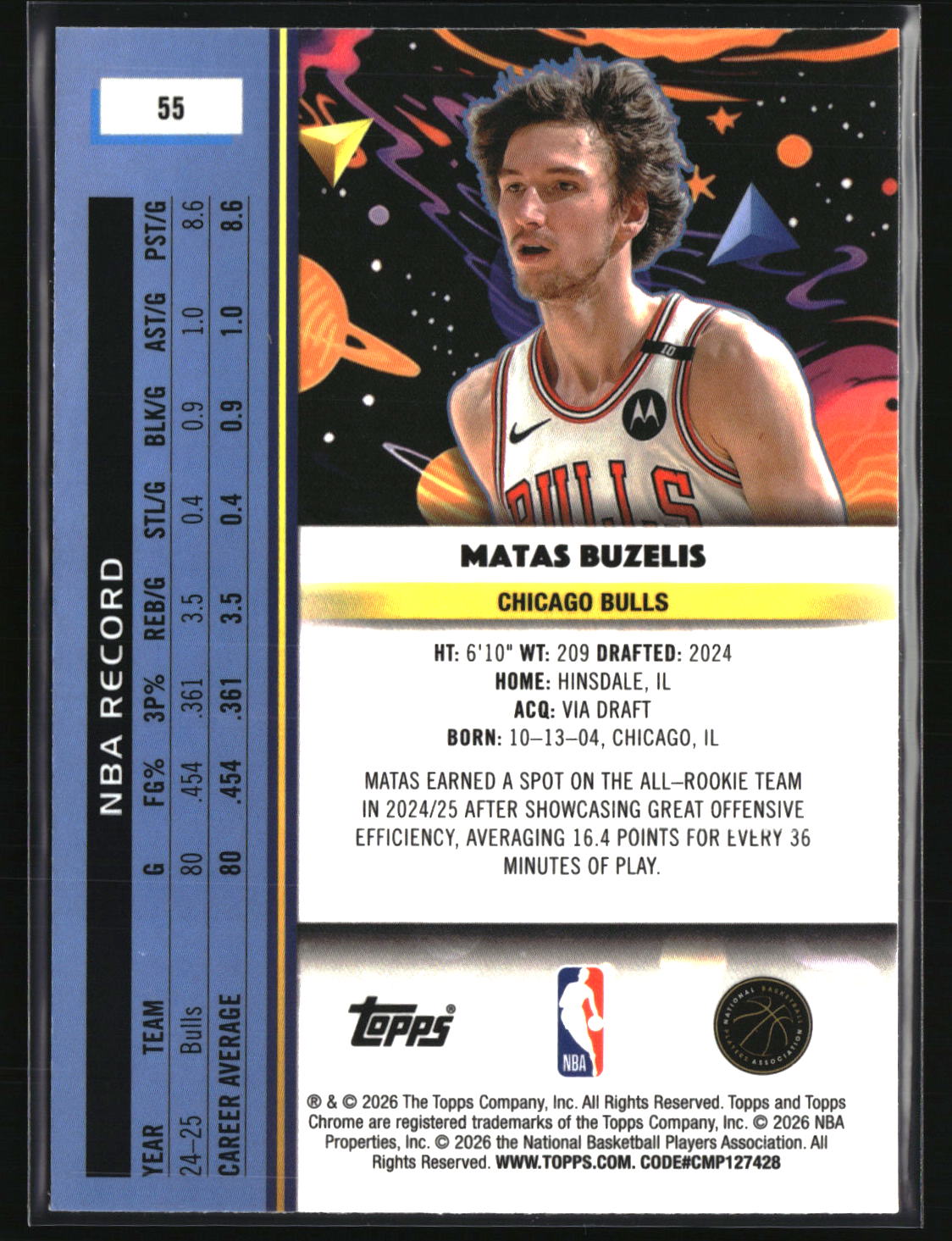 Matas Buzelis 2025-26 Topps Chrome Cosmic #55