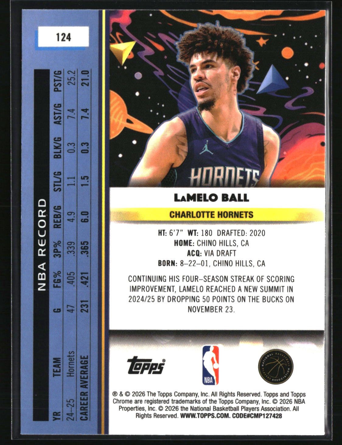 LaMelo Ball 2025-26 Topps Chrome Cosmic #124