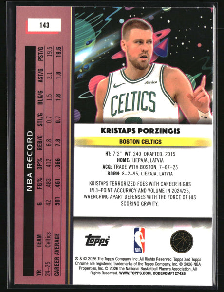 Kristaps Porzingis 2025-26 Topps Chrome Cosmic #143