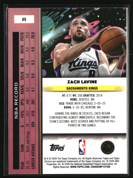 Zach Lavine 2025-26 Topps Chrome Cosmic #89