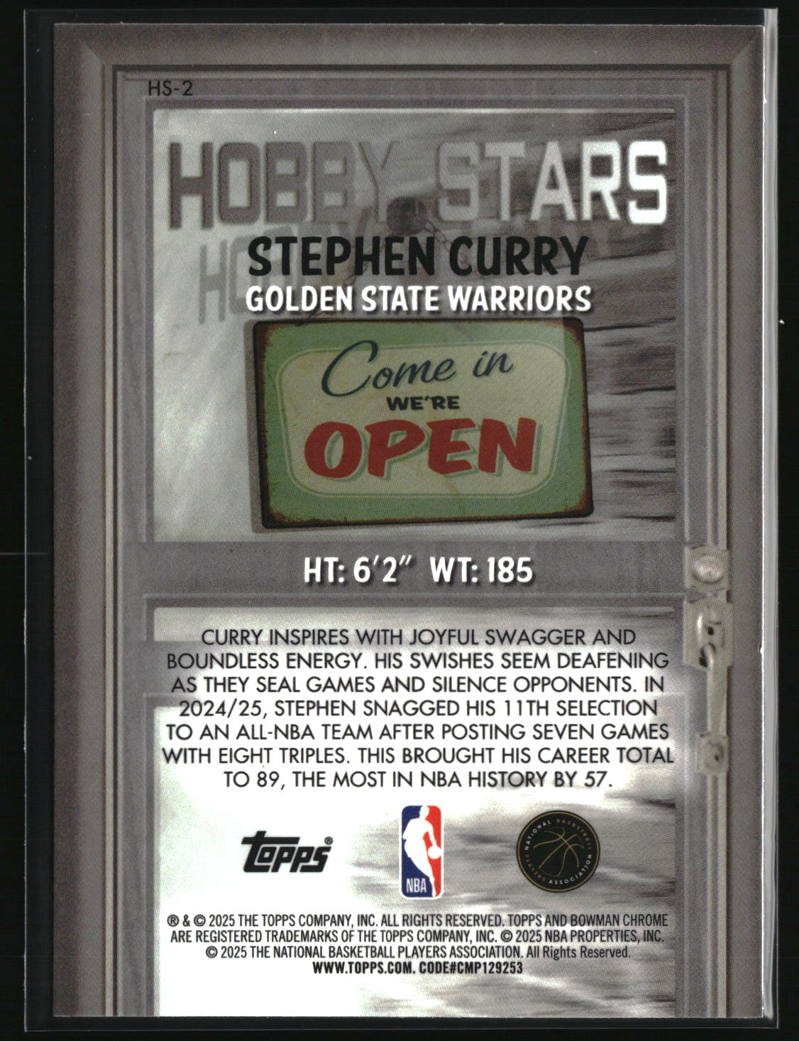Stephen Curry 2025-26 Bowman Hobby Stars #HS-2