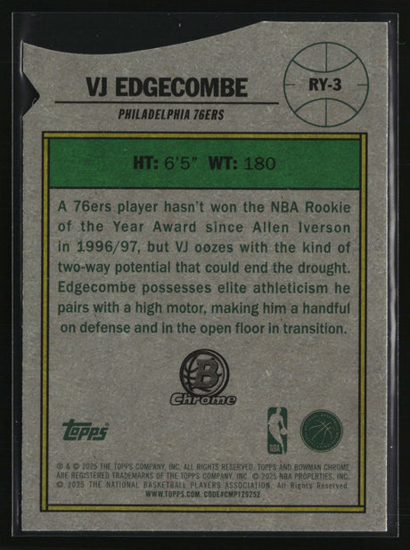 VJ Edgecombe 2025-26 Bowman Rookie of the Year Favorites #RY-3