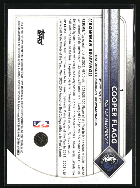 Cooper Flagg 2025-26 Bowman #1