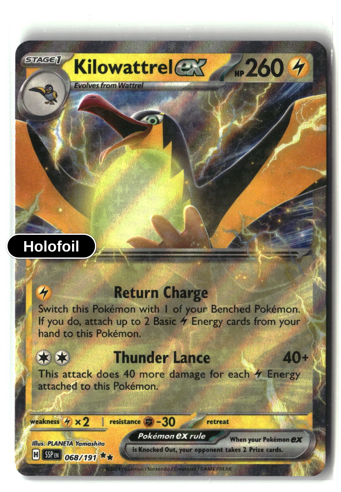 Kilowattrel ex - 068/191 - [SSP - SV08: Surging Sparks] - Holofoil