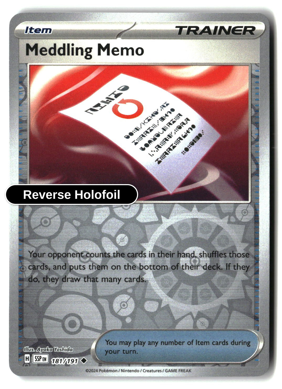 Meddling Memo - 181/191 - [SSP - SV08: Surging Sparks] - Reverse Holofoil