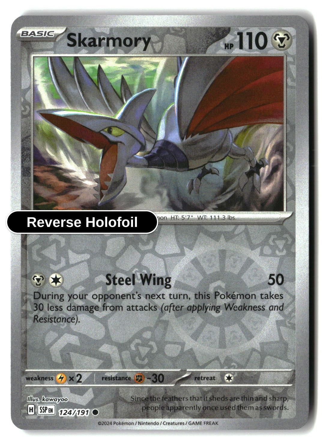 Skarmory - 124/191 - [SSP - SV08: Surging Sparks] - Reverse Holofoil