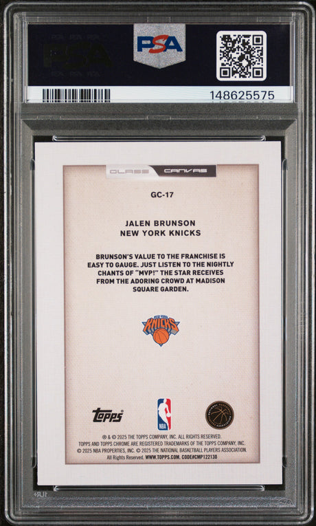 Jalen Brunson 2025-26 Topps Chrome Glass Canvas #GC-17 PSA 9